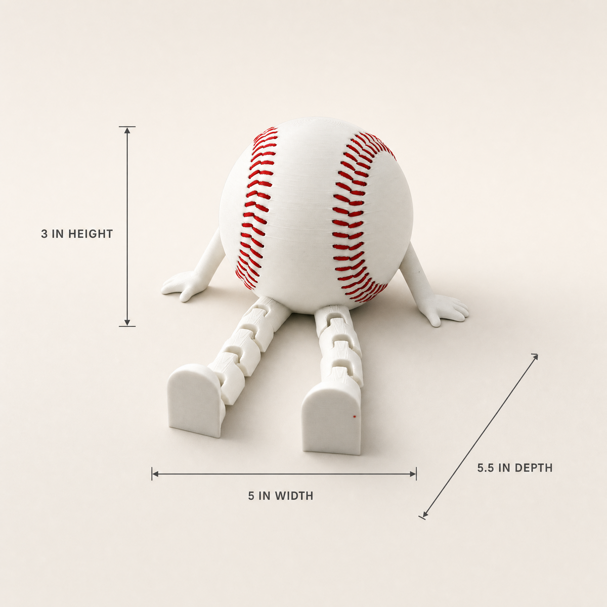 Baseball Shelf Sitter – Cute 3D Printed Baseball with Legs Figurine