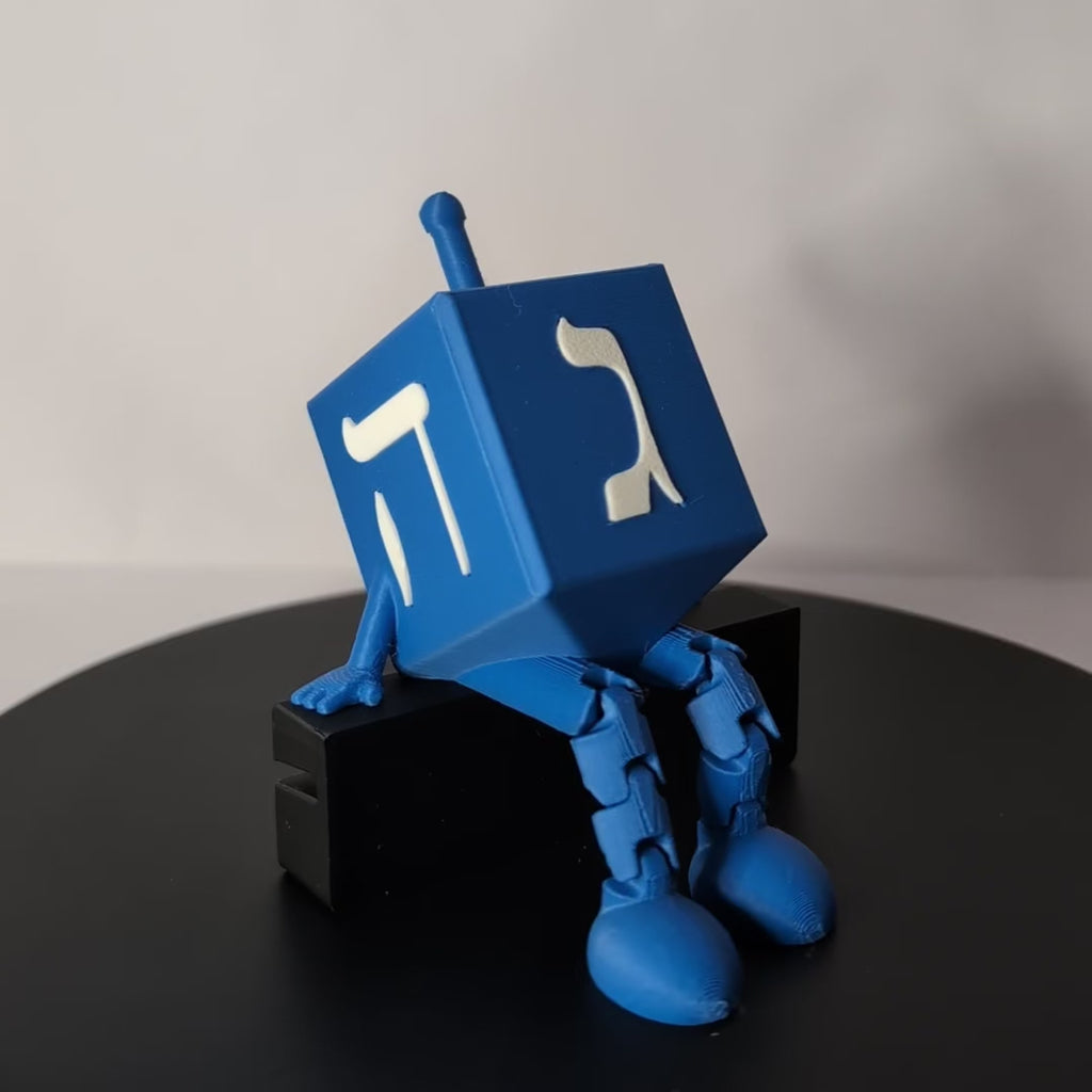 Articulated Dreidel Figurine with Legs – Poseable Hanukkah Shelf Sitter